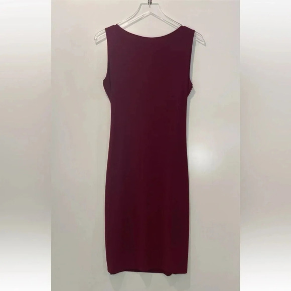 Norma‎ Kamali Burgundy Jersey Knit Tie Waist Dress Womens Size Large (509) - Picture 2 of 7
